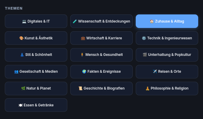 Verfügbare Kategorien beim Erstellen eines Beitrags