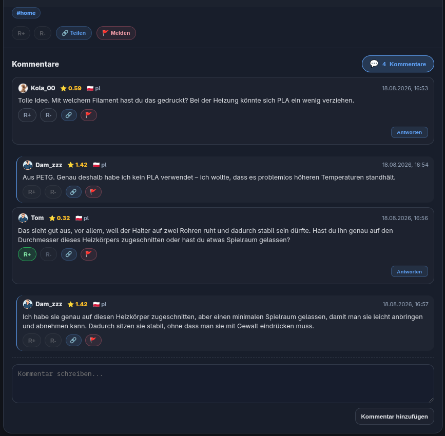 R+- und R−-Reaktionen sowie Diskussion unter einem Beitrag